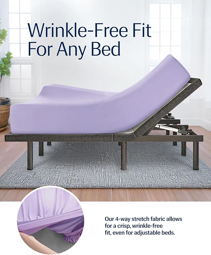 REST® Evercool®+ Fitted Sheet, Cali King, Lavender Breeze, 15" Deep(up to 18’’), Breathable Bedding for Hot Sleeper and Night Sweats, Bed Sheet with Ionic+ Self-Cleaning Silver Yarn for Sensitive Skin