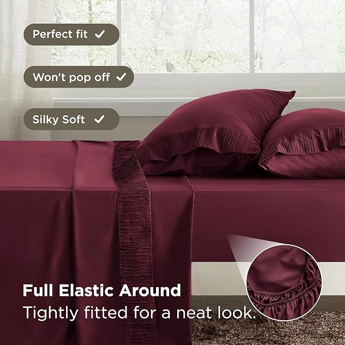Bedsure Twin XL Sheet Sets Dorm Bedding - 3 Pieces Soft Extra Long Twin Sheets, Hotel Luxury, Easy Care Microfiber for Women, Men, Red