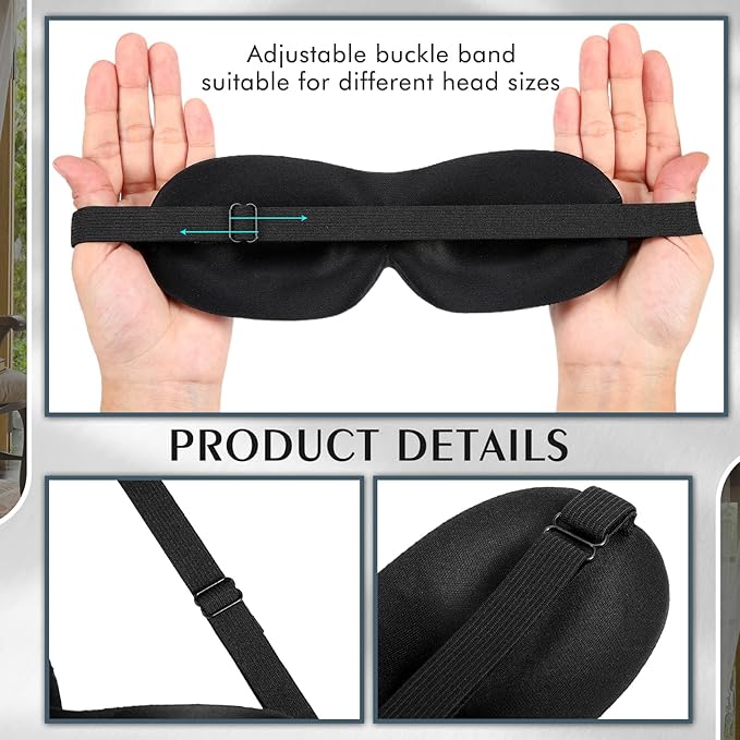Bonuci 12 Pack Sleep Mask Blackout 3D Eye Mask for Ultralight Sleeping Night Blindfold Eye Covers with Adjustable Strap for Men Women Travel Gift Back and Side Sleeper(Purple, Black, Blue)