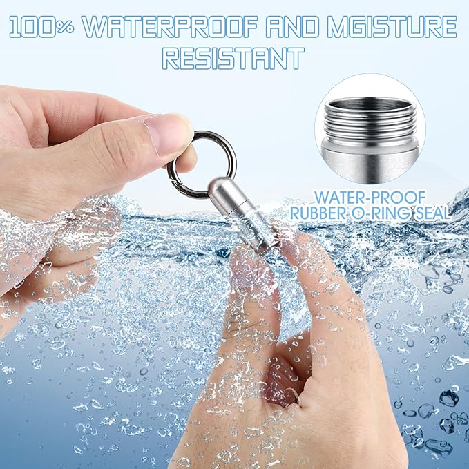 Small Pill Case Keychain Portable Waterproof Titanium Pocket Pill Organizer Tiny Pill Holder Bottle Carabiner Clip Pill Holder Bottle for Outdoor Camping Travel Purse