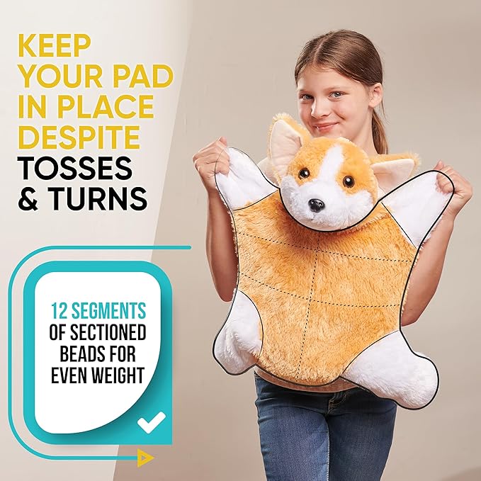 FRIENDLY CUDDLE Weighted Lap Blanket for Kids & Adults – Kids Weighted Blanket – ASD, Sensory Processing Weighted Stuffed Animals Dog Toy – Microwavable Weighted Lap Pad for Kids, 5 Lbs