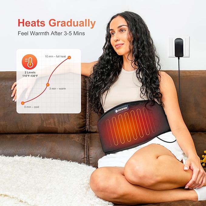 COMFIER Electric Heating Pad for Back Pain, Plug-in Vibration Lower Back Massager with Heat,FSA Eligible HSA,Heat Pad with Auto Shut Off,Heated Waist Belt, Gifts for Women Men Mom Dad (Pack of 2)