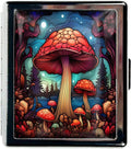 Cute Travel Pill Box Organizer with 8 Compartments - Compact and Fashionable Pill Case with Mirror - Ideal for Medications (Mushroom Fantasy)