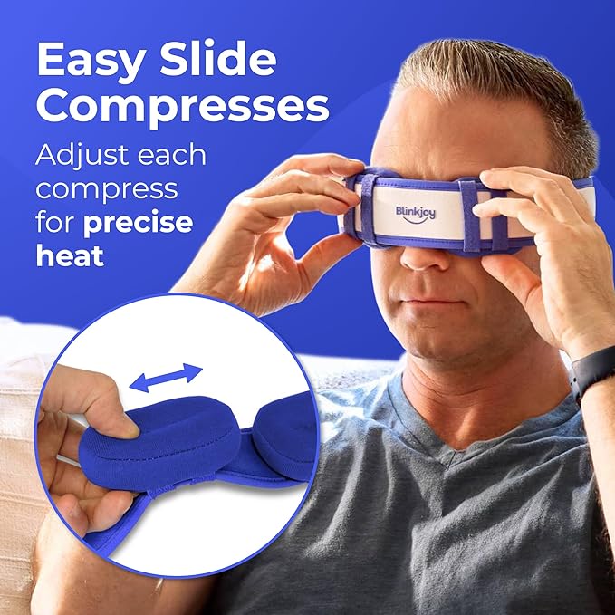 Moist Heated Eye Mask for Dry Eyes – Microwavable Warm Compress with No-Pressure Eye Wells & Adjustable Strap – Reusable, for Blepharitis & Stye Relief