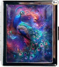 Cute Travel Pill Box Organizer with 8 Compartments - Compact and Fashionable Pill Case with Mirror - Ideal for Medications (Cosmic Peacock)