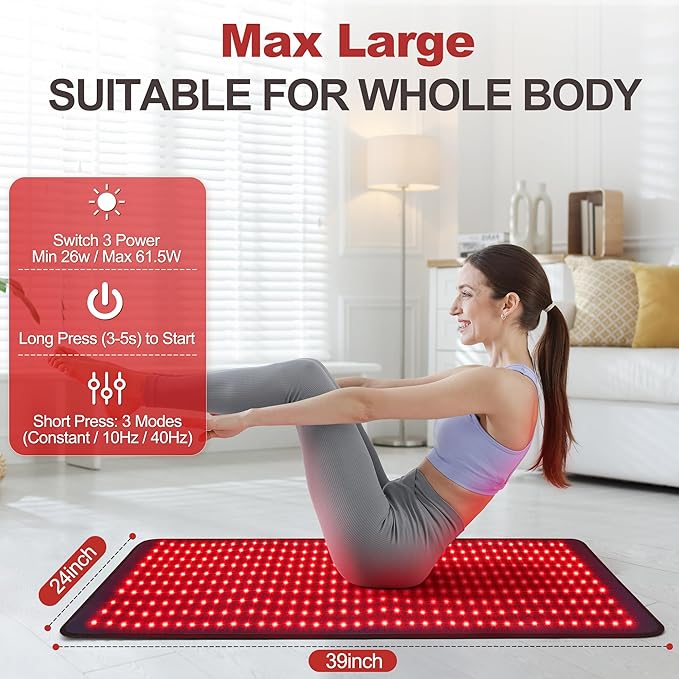Red Light Therapy for Body, Holiday Birthday Gifts for Women Men, 39’’ x 24’’Large Infrared Light Therapy with Timer, Red Light Panel for Back Belly Shoulder Joint (with Storage Bag)