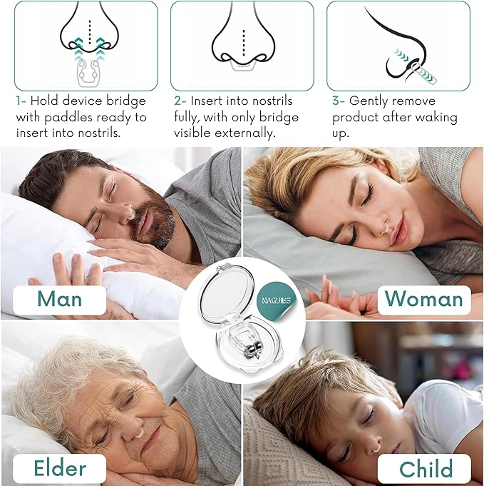 Premium 8 Pack Anti Snoring Devices Snore Stopper Magnet Silicone Nose Clips Efective Snoring Solution Support Breathing Enhance Sleep Experience for Quieter Sleep aid
