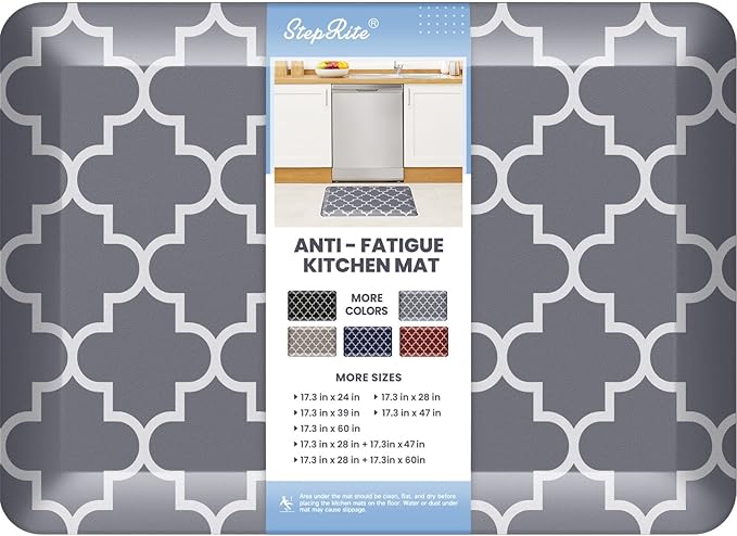 4/5 Inch Thick Kitchen Rugs, Kitchen Mat, Anti Fatigue Floor Mat, Waterproof Mats & Rugs, Heavy Duty PVC Ergonomic Comfort Standing Foam for Kitchen, Home, Office, Sink, Garage (24" x 17.3", Grey)