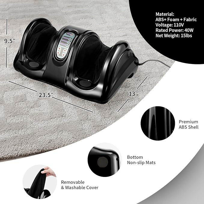 Giantex Shiatsu Foot Massager Machine for Feet, Leg Calf Ankle, Relieve Pain Spa Gift Deep Kneading Rolling Massage, Electric Shiatsu Foot Massager w/Remote, 4 Modes, Black