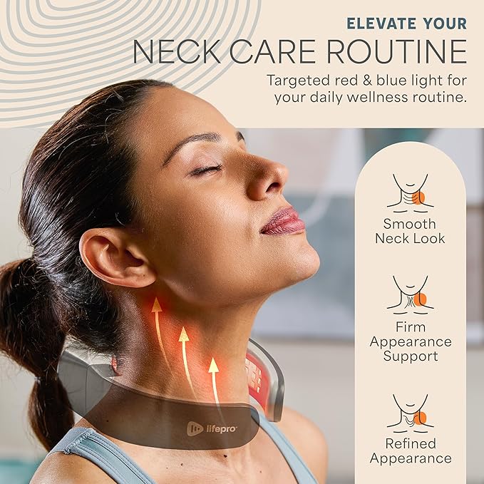 LifePro – Neck Red Light Therapy Device – Luminova Infrared Red Light Therapy for Neck and Shoulder with 660nm & 850nm LEDs – Rechargeable, Portable Support for Daily Wellness