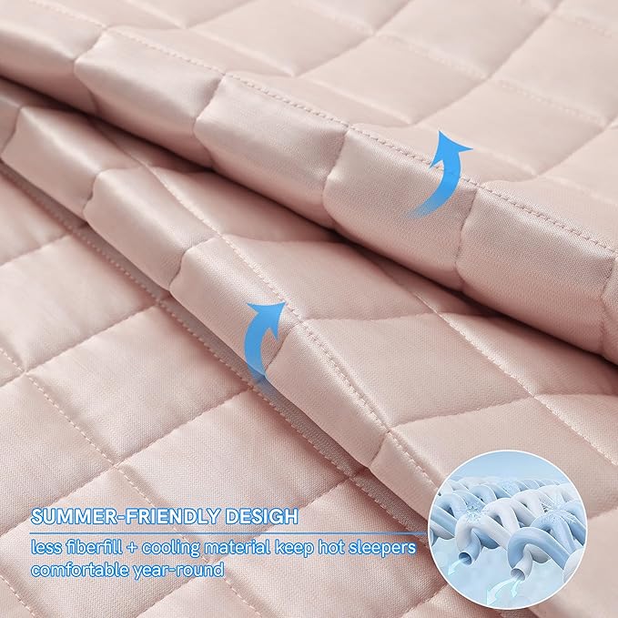 YnM Cooling Weighted Blanket for Adults, 12lbs Heavy Bed Throw Comforter with 100% PE Fabric, Ideal for Hot Sleepers or Summer Days(48x72 Inches for Twin/Full Bed, 12 Pounds, Pink)