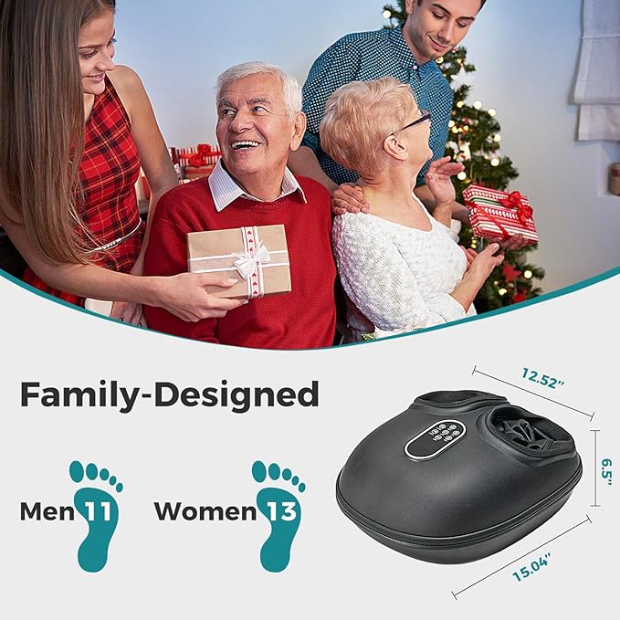 OLIXIS Foot Massager Machine with Heat, Shiatsu Deep Kneading Feet Massager with Air Compression, 6 Modes, Foot Massager for Plantar Fasciitis Pain Relief, Gifts for Women Men
