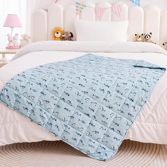 yescool Shark Weighted Blanket 7 Pounds Cooling Weighted Lap Blanket, Heavy Blankets for Sleeping, Weighted Throw Blanket Gifts for 60-80lbs, 40"x60"