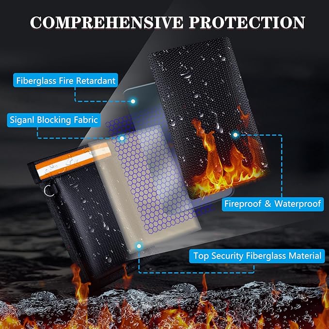 Faraday Bags for Phones and Car Keys (2 Pack), Military Grade Signal Blocking Bag Blocks 5G, WiFi, GPS, RFID & Bluetooth, Anti-Theft Protection for Phones & Digital Privacy