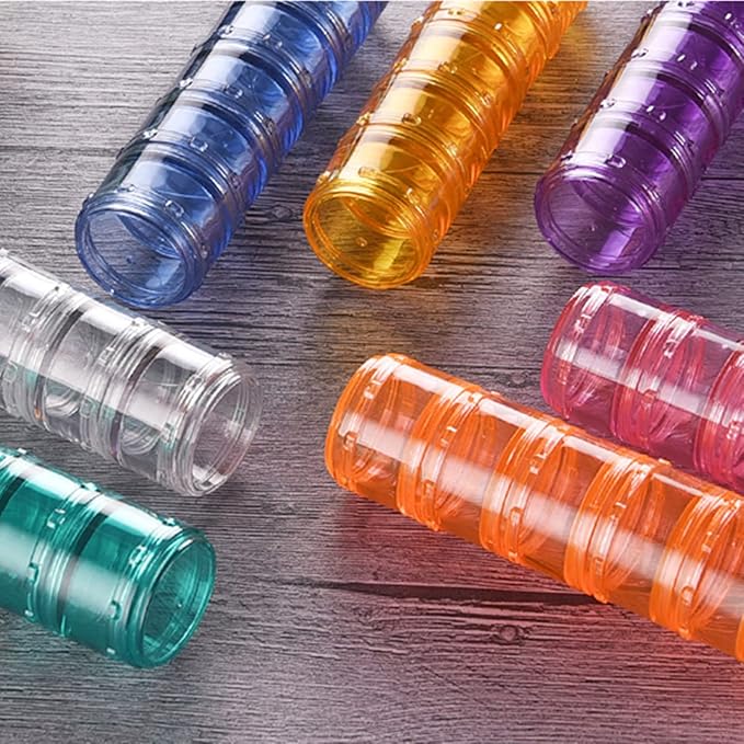 Stacking Pill Box Vitamin Organizer 7 Day Travel Case Holder Container (Multicolor, S)