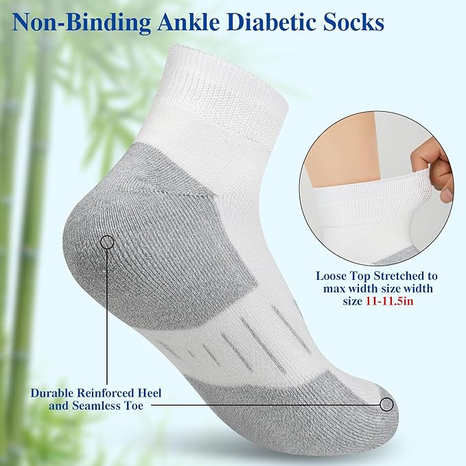 Diabetic Socks for Men,6 Pairs Ankle Mens Diabetic Socks,Diabetic Neuropathy Socks for Men Size 9-11/10-13/13-15.
