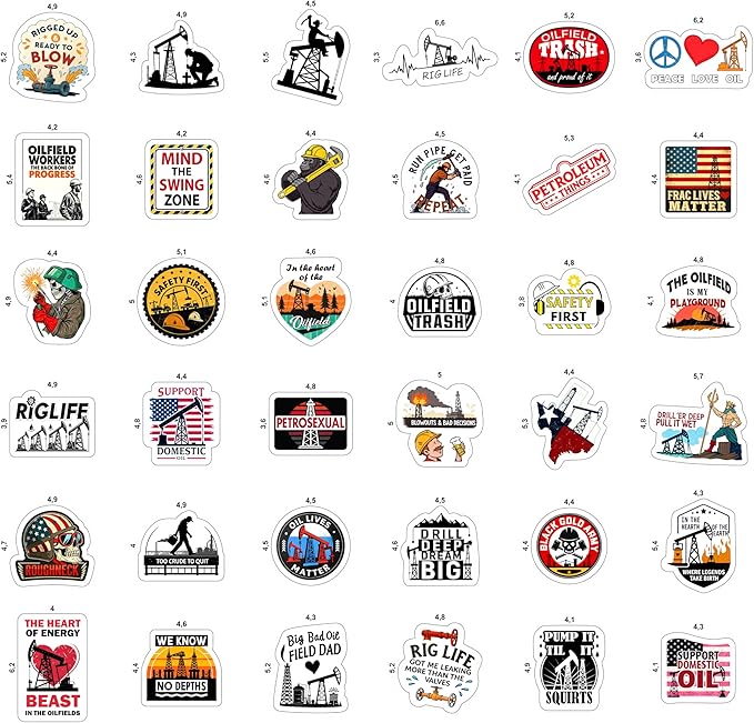 100Pcs Oilfield Stickers for Hardhats, Water Bottle - Oilfield Gifts for Oil Field Worker - Oil Field Party Decorations - Gift for Women & Men