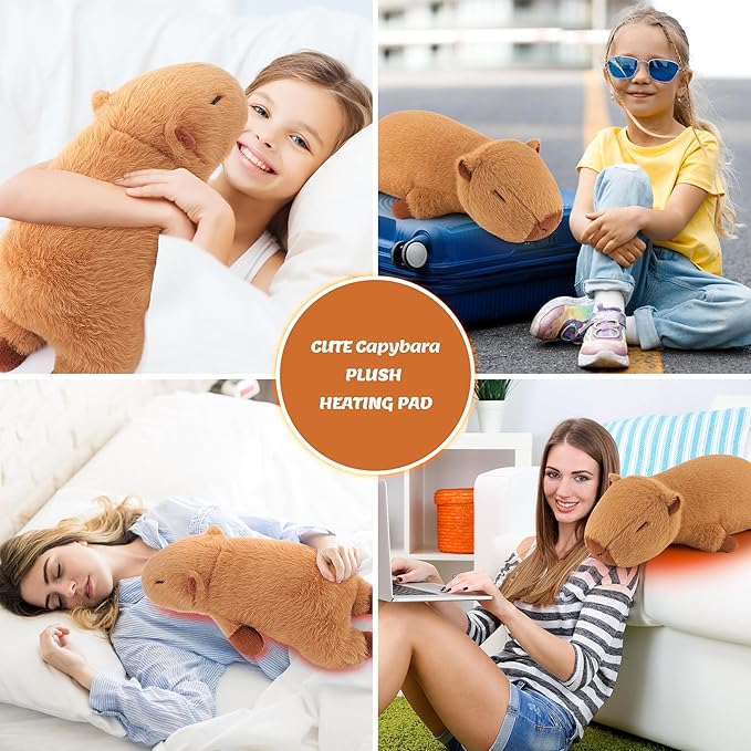2lb Capybara Plush Stuffed Animals Microwavable Heating Pad-19'' Capybara Heating Pads for Cramps &Period Pain Relief for Women,Heatable & Coolable Stuffed Animals Bedtime Birthday Gift for Women Kids