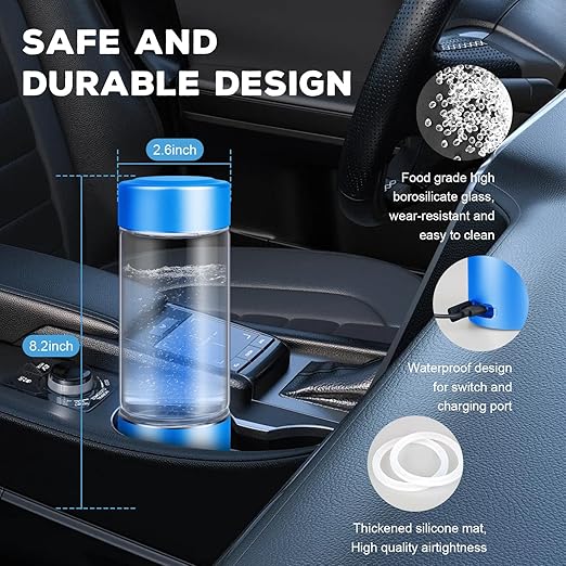 Hydrogen Water Bottle Generator with SPE/PEM–Portable Molecular Hydrogen Rich Water Machine, Rechargeable,5000 ppb,LED Timer for Home, Office, Travel, Sports,Birthday & Christmas Gift