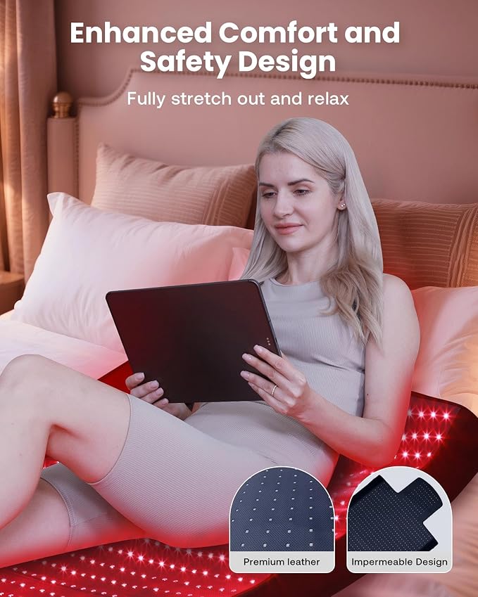 Red Light Therapy Mat for Body 74"x33", 1400pcs Full Body Infrared Red Light Therapy Blanket with Dual-Wavelength LEDs (660nm&850nm), Pulse Modes, Timer & Intensity Control