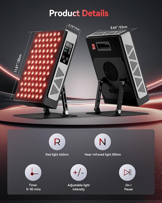 2026 Upgraded Red Light Therapy for Body Face, Dual Chip 660nm 850nm Red Light Panel with 3 Modes, Dimmable & Timer, Infrared Light Therapy for Home Office Gym, Basic 78 LEDs