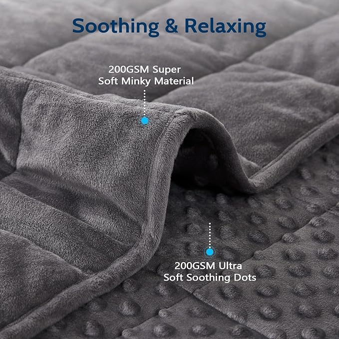L'AGRATY Weighted Blanket - 36"x48" 3lbs Minky Dots Heavy Blanket with Glass Beads Soft Breathable for All-Season Summer Fall Winter Thick Comfort for Sleeping