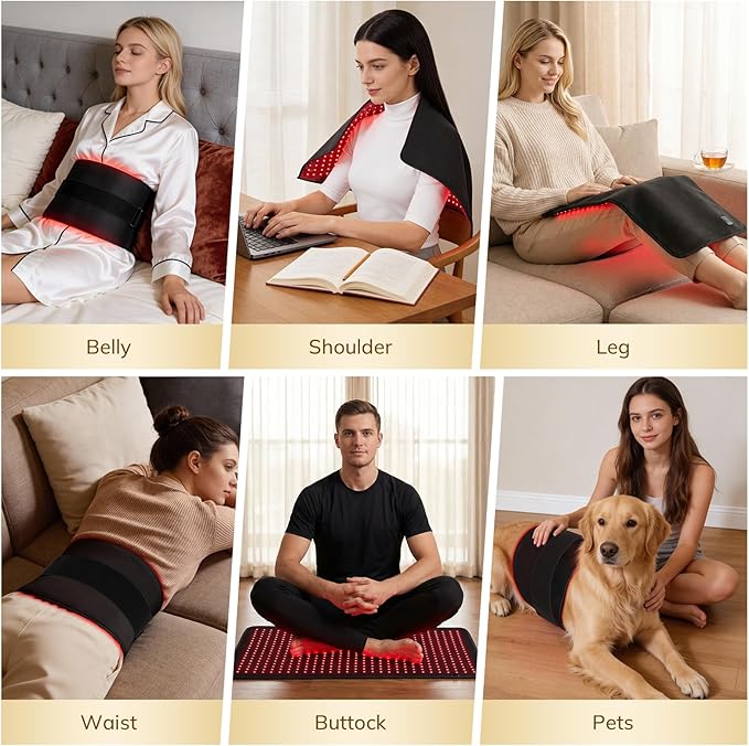 VARIPOWDER Red Light Therapy for Body, 31x16.7'' Full Body Red Light Therapy Mat 522 LEDs 660nm & 850nm, Infrared Red Light Therapy Pad for Back Shoulder Knee Muscle Pain Relief with Goggles