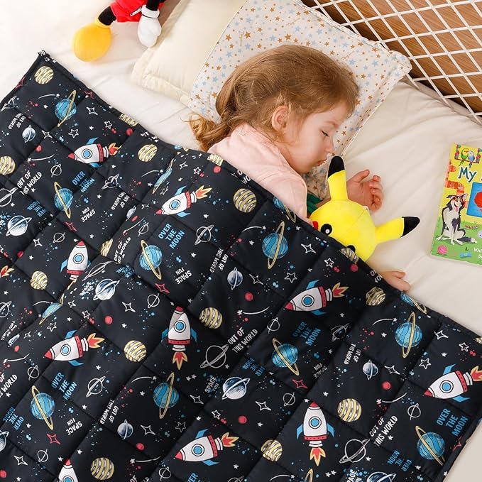 Sivio Weighted Blanket 3lbs, Small Cooling Heavy Blankets, Washable Breathable Weighted Throw Blanket for Sleep, 36"x48"-3lb,Black Universe