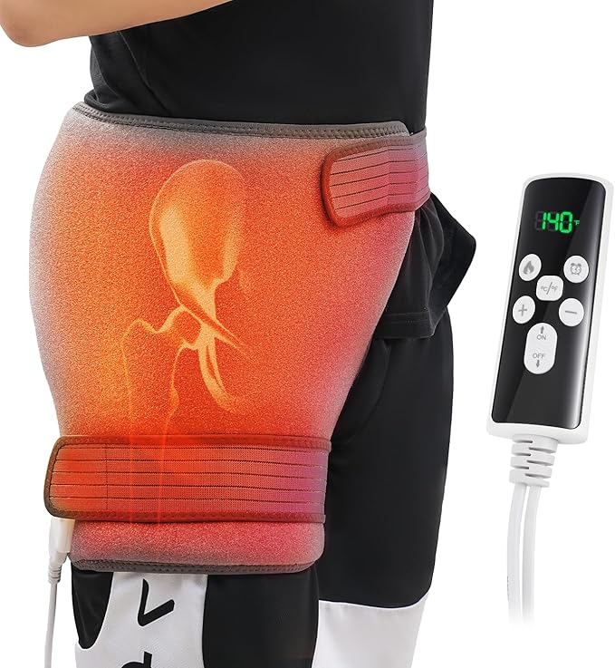 Hip Heating Pad for Hip Pain Relief, Heated Hip Brace for Sciatica Pain Relief, Hip Support Brace, Lower Back/Thigh/Buttock Electric Heat Pad Birthday Gifts for Mom Women Wife Men, 113℉-140℉ Adjust