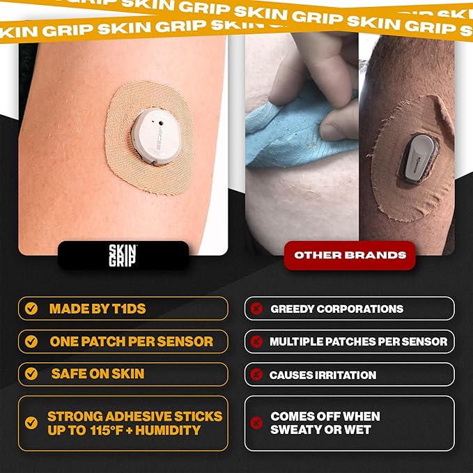 Skin Grip Adhesive Patches Compatible with Dexcom G7 & Stelo CGM with Cutout – Waterproof & Sweatproof Cover for Continuous Glucose Monitor Sensor, Stays Secure for 10-15 Days – 20 Pack, Tan
