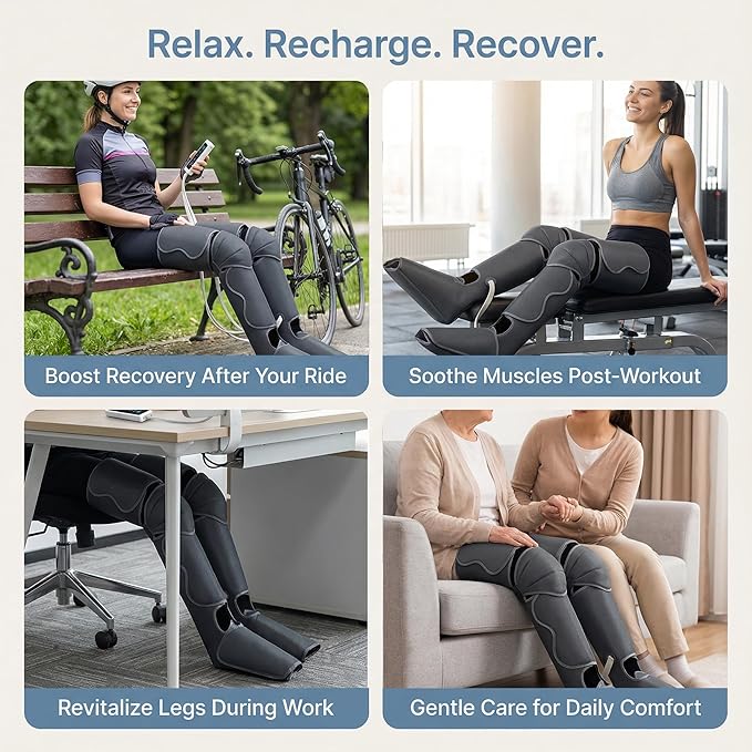 Leg Compression Massager Foot Calf Massager with Heat and Compression, Leg Compression Boots for Recovery & Pain Relief, 3 Intensities 4 Chambers Sequential Massage