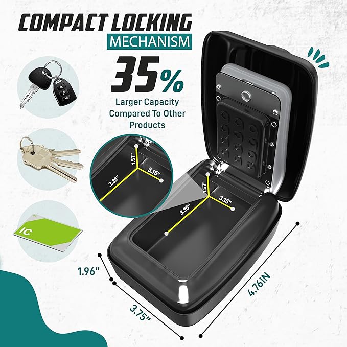Superlit Car Lock Box - Turo Key Lock Box for Car Window for Rentals & Rideshare, anti-theft Car Device for Vehicles Waterproof Lockbox for Car Keys with RFID Signal Blocker Pouch - Standard