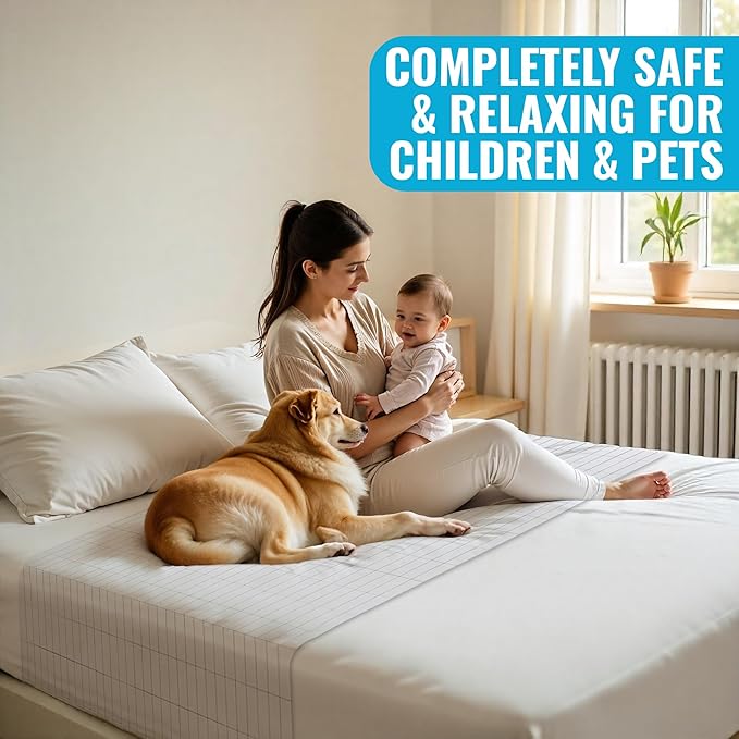 Bed Sheet, Grounding Sheet, Organic Cotton Fitted Earthing Sheet for Bed, 95% Organic Cotton, 5% Silver Fiber with 10m Grounding Cord & White US Socket Tester (Standard 24"x104")