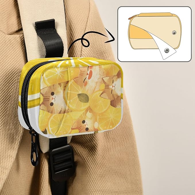 American Shorthair and Lemon Yellow Cute Pill Organizer 7 Day Large Capacity Pill Dispenser Case with 8 Pill Compartments Daily Pill Box Organizer Vitamin Holder