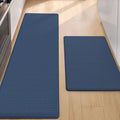Color&Geometry Anti Fatigue Cushion Padded Kitchen Mat for Floor - 17x29+17x59,Easy Clean, Waterproof & Oil Proof, Anti Slip, Foam Rubber Runner Rug for Front Sink Comfort Standing, Blue Set of 2