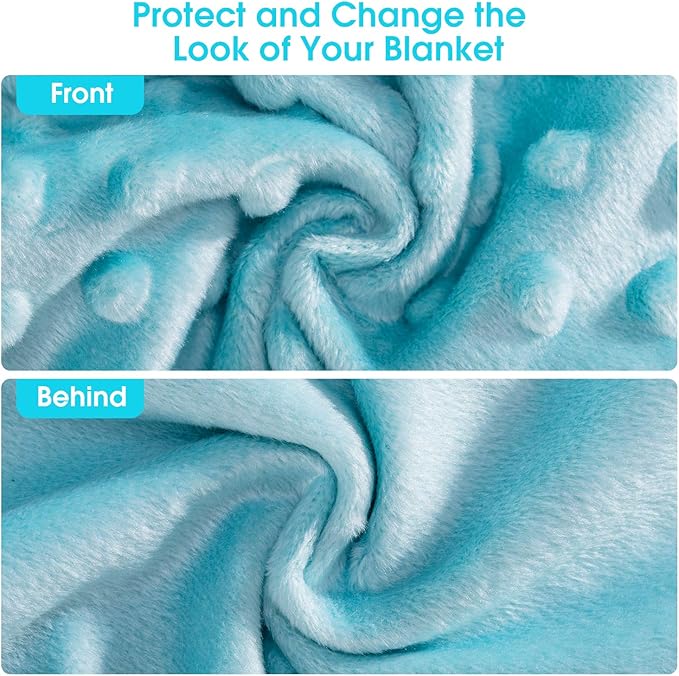 Acdyion Weighted Blanket Cover 48x72, Teal Minky Dot & Fleece Removable Duvet Cover with 12 Ties, Washable Fabric for 48x72 Weighted Blankets