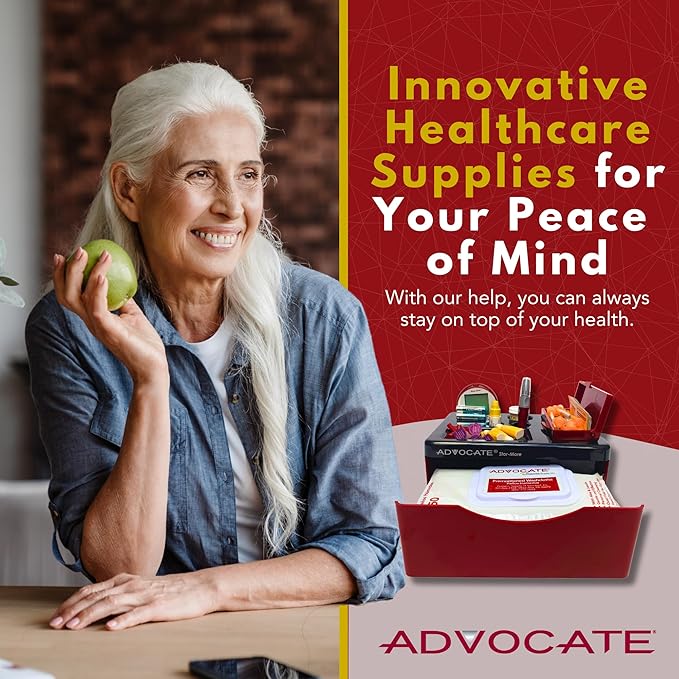 Advocate Diabetic Supplies and Pill Medication Storage and Organizer, Ideal for Blood Sugar Monitor and Glucose Meter Kits, Diabetes Testing, Test Strips, Insulin Syringes, Lancets, Pen Needles