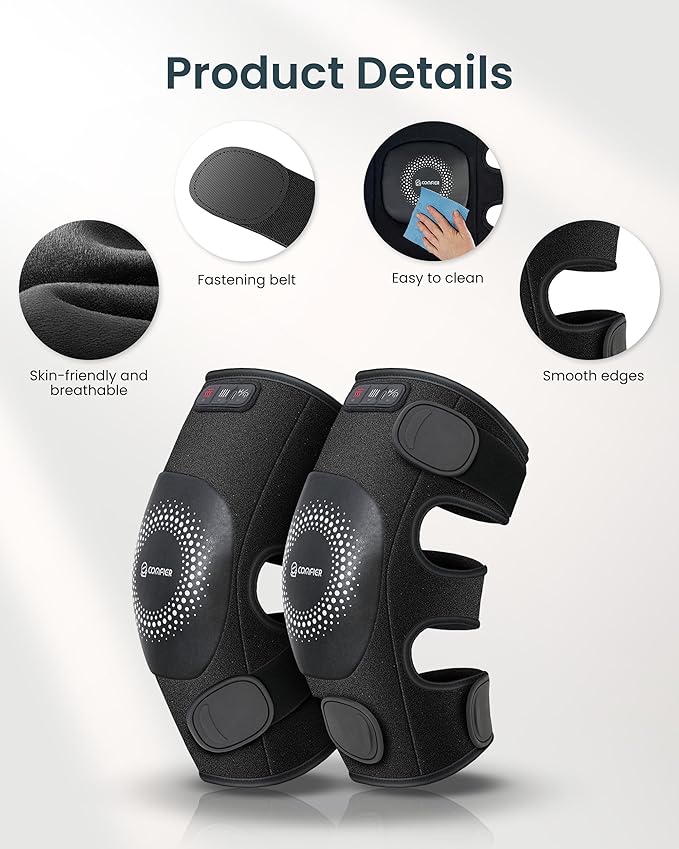 COMFIER FSA Cordless Knee Massager with Heat and Vibration for Pain Relief, HSA Eligible Items, Graphene Heating pad for Knee with 3 Heat Levels & 5 Massage Modes, Rechargeable Heated Knee Brace