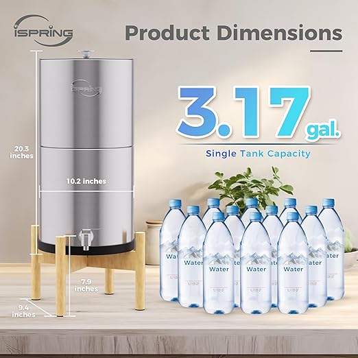 iSpring FDGF2 Activated Carbon Water Filter for iSpring DGF2 Gravity-fed Stainless Steel Countertop Water Filter System, Waterdrop® King Tank Series, and a Replacement for Berkey® BB9-2 Black Filter