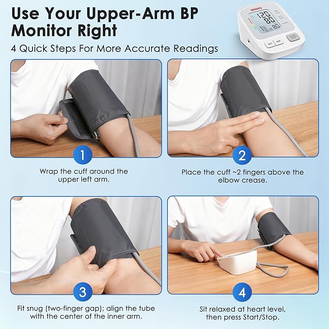 Blood Pressure Monitors for Home Use FSA&HSA Eligible Adjustable Blood Pressure Cuff Arm 9-17in,2 * 99 Memories Digital Arm Blood Pressure Machine,Large BP Cuff Automatic Upper Arm with USB
