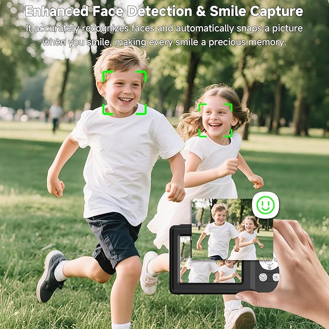 Digital Camera, 56MP 2.7K Dual-Screen Selfie Camera with 16X Zoom, 20 Filters & Anti-Shake, Portable Point and Shoot Digital Cameras with 32GB Card, Compact Travel Cameras for Beginners Teens Kids