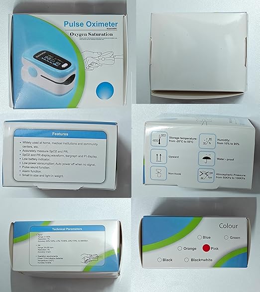 Oxygen Meter Finger Pulse Oximeter, Pulse OX, Pulse Oximeter with Pulse Monitor, SpO2 Reading Home Outdoor Sports (Black)