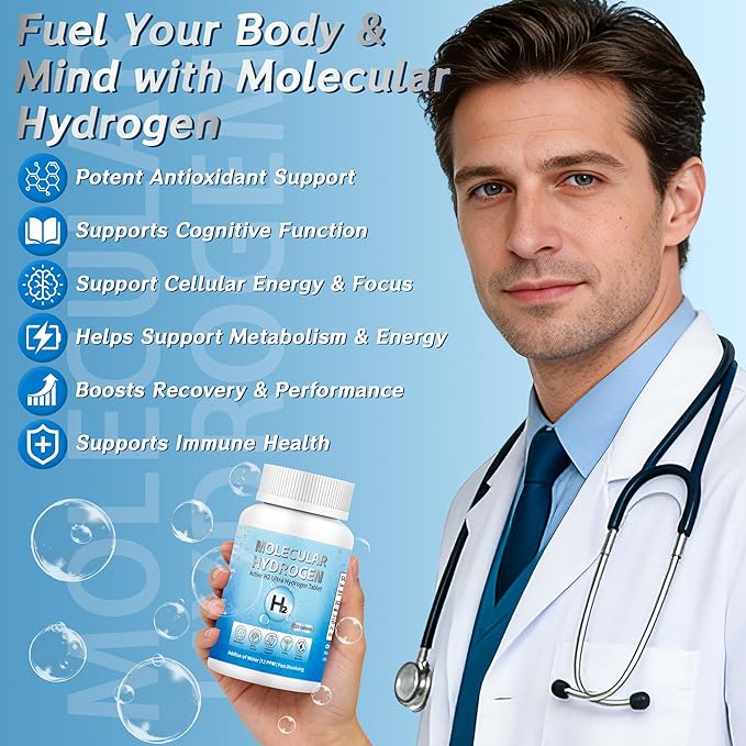 Hydrogen Water Tablets with Magnesium - 12 PPM H2 Molecular Hydrogen Tablets for Drinking Water, Fast-Dissolving, Antioxidant Support for Cellular Vitality, Energy Recovery, Non-GMO, 120 Count