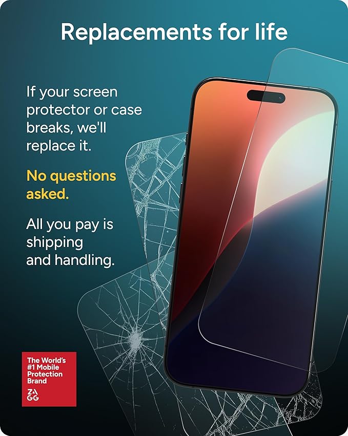 ZAGG Glass Elite Privacy Screen Protector for iPhone 17 Pro - 2-Way Privacy Filter, 5X Stronger, Fingerprint-Resistant, InvisibleShield, Easy Two-Step Installation