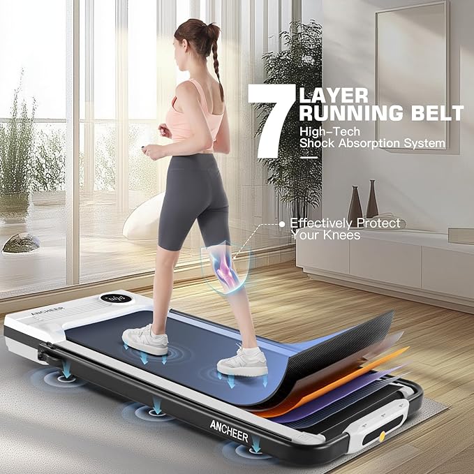 ANCHEER Walking Pad Treadmill with Incline and Handle Bar - Under Desk Treadmill 4 in 1 Folding Treadmills for Home Office/LED Display/Dual Control/12 Preset Programs