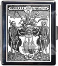 7 Days Chromed Shiny Silver Pill Organizer with Mirror Inside Has 8 Separate Compartments Rectangle,Versatile Storage for Medication - Ideal Travel Accessory (Two Skeletons)