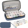Weekly Pill Organizer 2 Times a Day, Travel Pill Box 7 Day with Large Opening, Pill Case with Handle, Pill Dispenser Medicine Organizer for Vitamins, Fish Oils, Medications, Supplements(Black, Large)