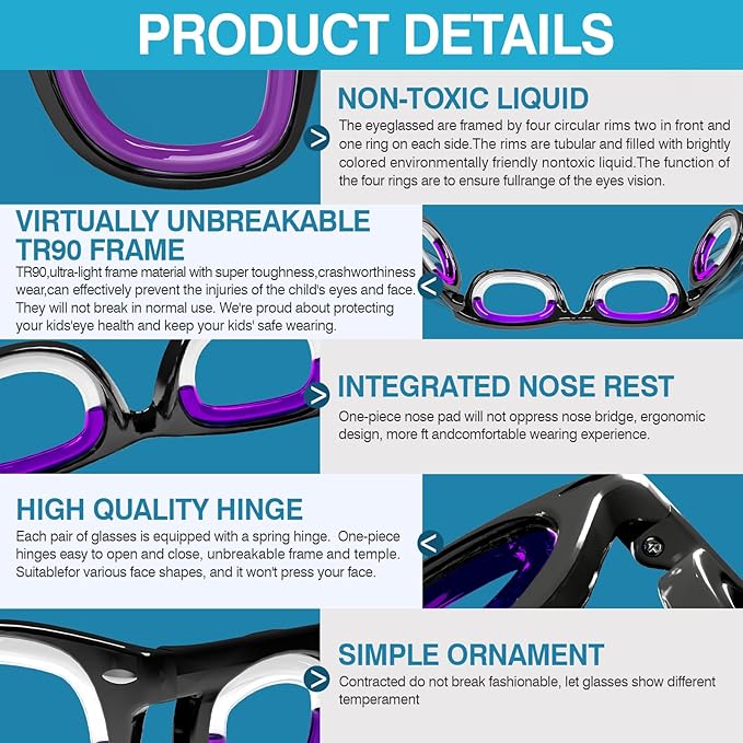 Hion 2 Pairs Adult Anti- Motion Sickness Smart Glasses, Ultra-Light Portable Nausea Relief Liquid Glasses, Carsickness Airsickness Seasickness Glasses, Kids Travel/Cruise Essentials（White+Black