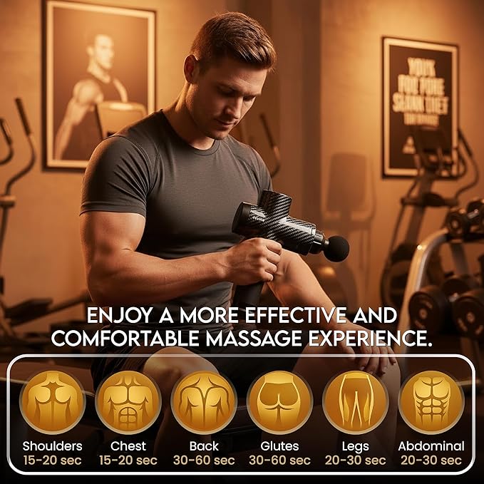 Massage Gun Gift with Carrying Case - Deep Tissue Back Massager for Pain Relief with 6 Percussion Relaxation Heads - Silent Brushless Motor, for Wife, Mother, Dad, Husband (Black)