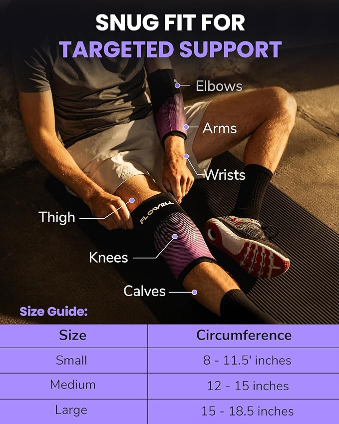Flowell Sport Thermosleeve - Dual-Temperature Heat Pack or Ice Sleeve for Arm with Hydrogel - Versatile Hot & Cooling Pad Joint Wraps & Muscle Compression - Single, Small